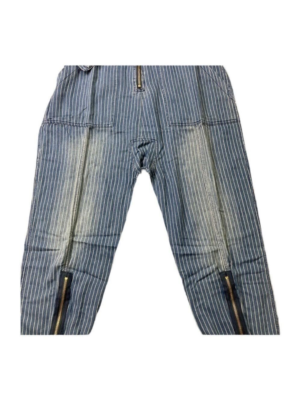 Free People x Sandrine Rose Women  Indigo Striped  Denim Jumpsuit Long - Picture 11 of 13
